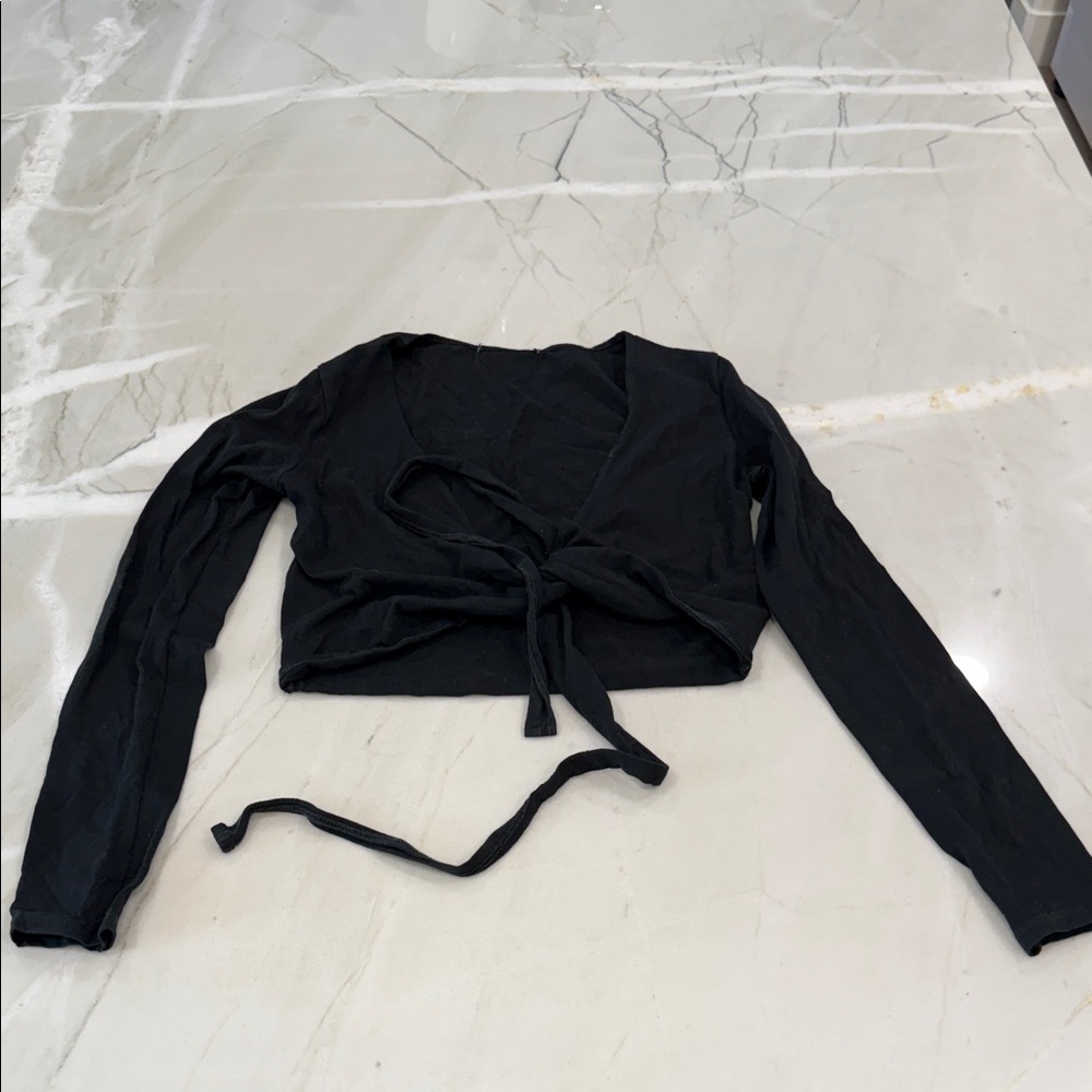 Brandy Melville Black Tie-Front Blouse